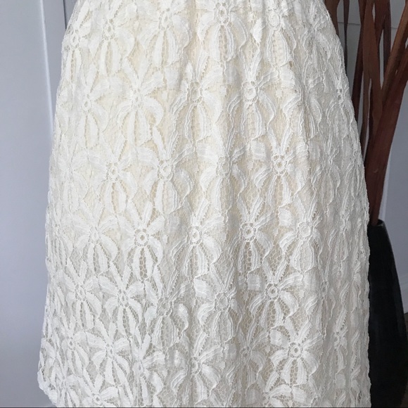 Lace and Denim Embroidered Strapless Dress - Picture 3 of 5